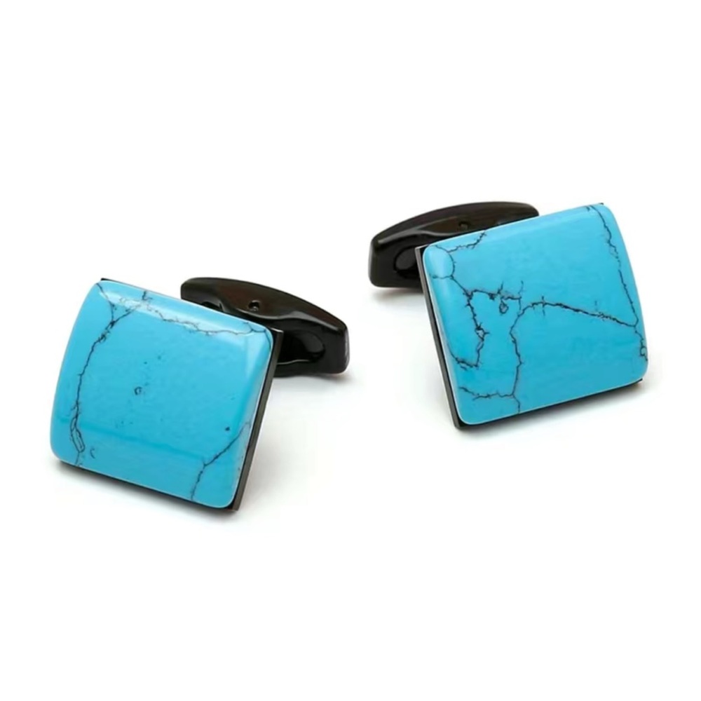 Elegant Blue Turquoise Rectangular Cufflinks